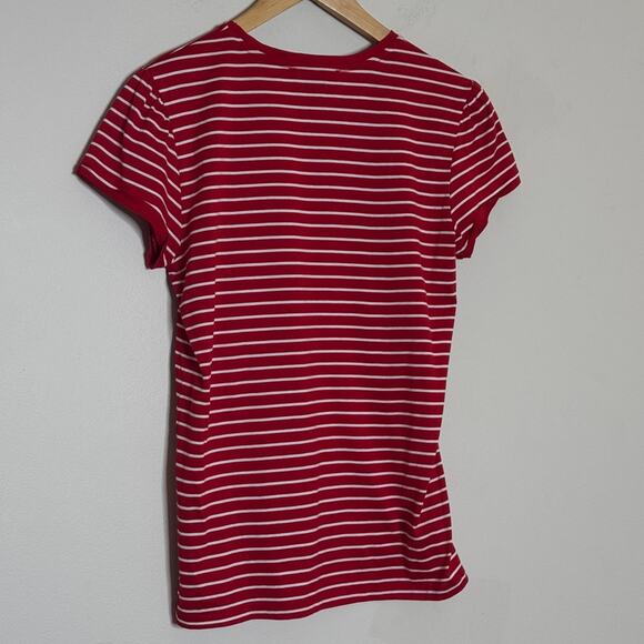 Ralph Lauren Women’s Cotton Striped Red White Top Size L - Picture 2 of 5